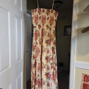 Rue21 Floral Maxi Dress - Cream and Pink XL